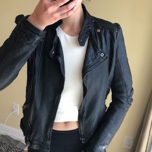 Zara black lamb leather jacket - S